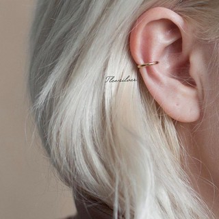 Khuyên tai bạc nữ TLEE kẹp vành tròn trơn basic TLEE JEWELRY B0325