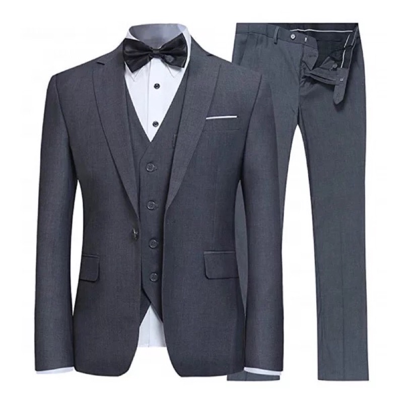 Bộ Vest Nam VINMEN Màu Ghi Tối Cao Cấp