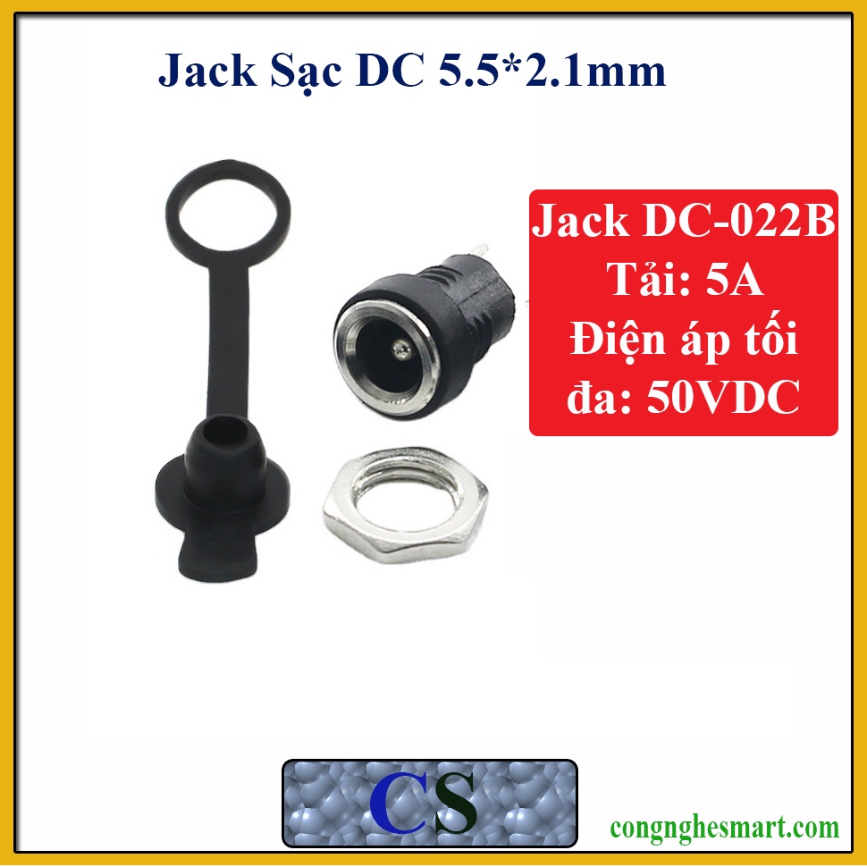 Jack Sạc DC-002B 5.5*2.1mm Có Mũ Cao Su Chống Nước