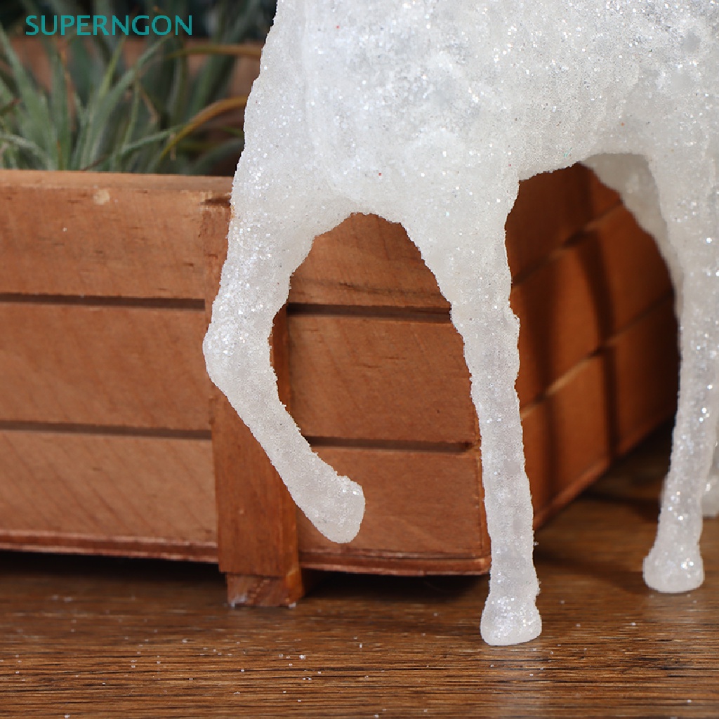 Tuần Lộc Giáng Sinh Pha Lê Màu Trắng Flash Vàng Kim Để Bàn Trang Trí Nội Thất Bán Chạy