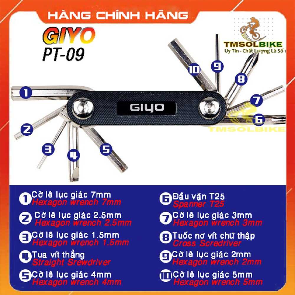 Bộ Vá Xe Đạp Thể Thao Giyo, Bộ dụng cụ sửa xe đạp Giyo - Hàng Chính Hãng