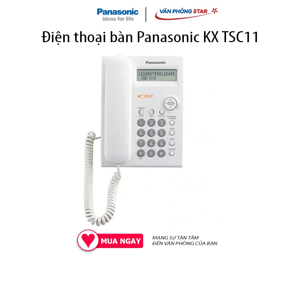 Điện thoại bàn Panasonic KX TSC11 Bộ nhớ 50 số điện thoại. Nhớ 50 số gọi đến 10 số gọi đi. Khoá đường dài Vanphongstar