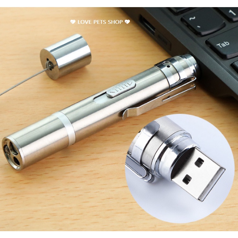 ĐỒ CHƠI MÈO, ĐÈN LASER TRÊU MÈO CỔNG SẠC USB HÌNH CÂY VIẾT - LOVE PETS SHOP