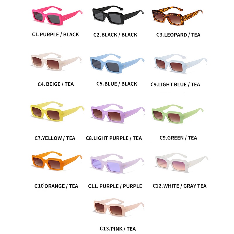 (YUZHU) Kính Mát Thời Trang Hàn Quốc Nhiều Màu Sắc Hình Chữ Nhật