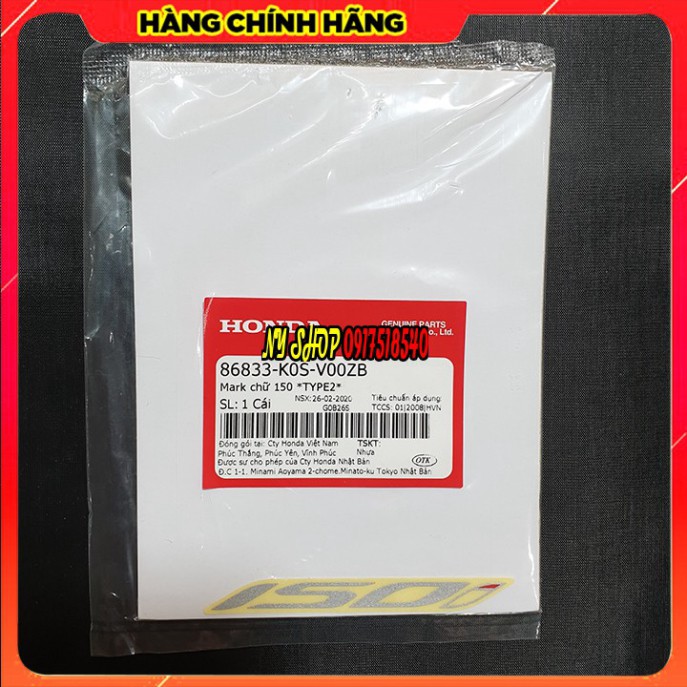 ★ Tem chữ 150i Honda SH 2020 CHÍNH HÃNG MÃ K0S ★