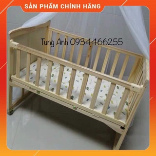 [Tặng Mã 70K – Hàng Chính Hãng] GIƯỜNG CŨI GỖ, NÔI CŨI kích thước 94*55*79cm (loại 1 tầng)