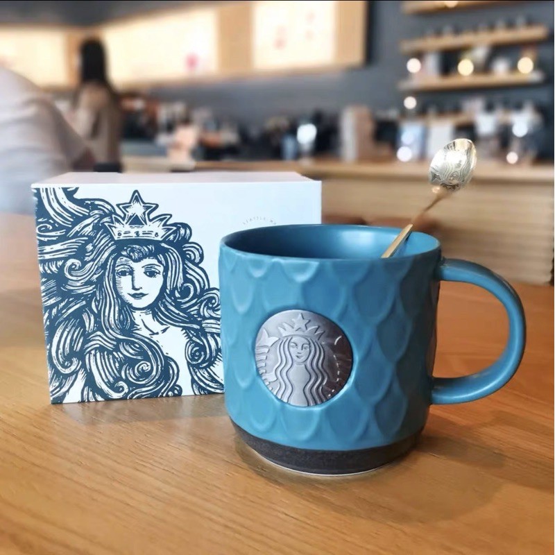 Quà tặng Ly sứ STARBUCKS  vảy cá dung tích 473ml