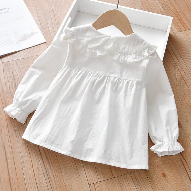 Áo Sơ Mi Bé Gái, Phong Cách Hàn Quốc Xinh Xắn Dành Cho Bé, Màu Size Từ 10-30Kg