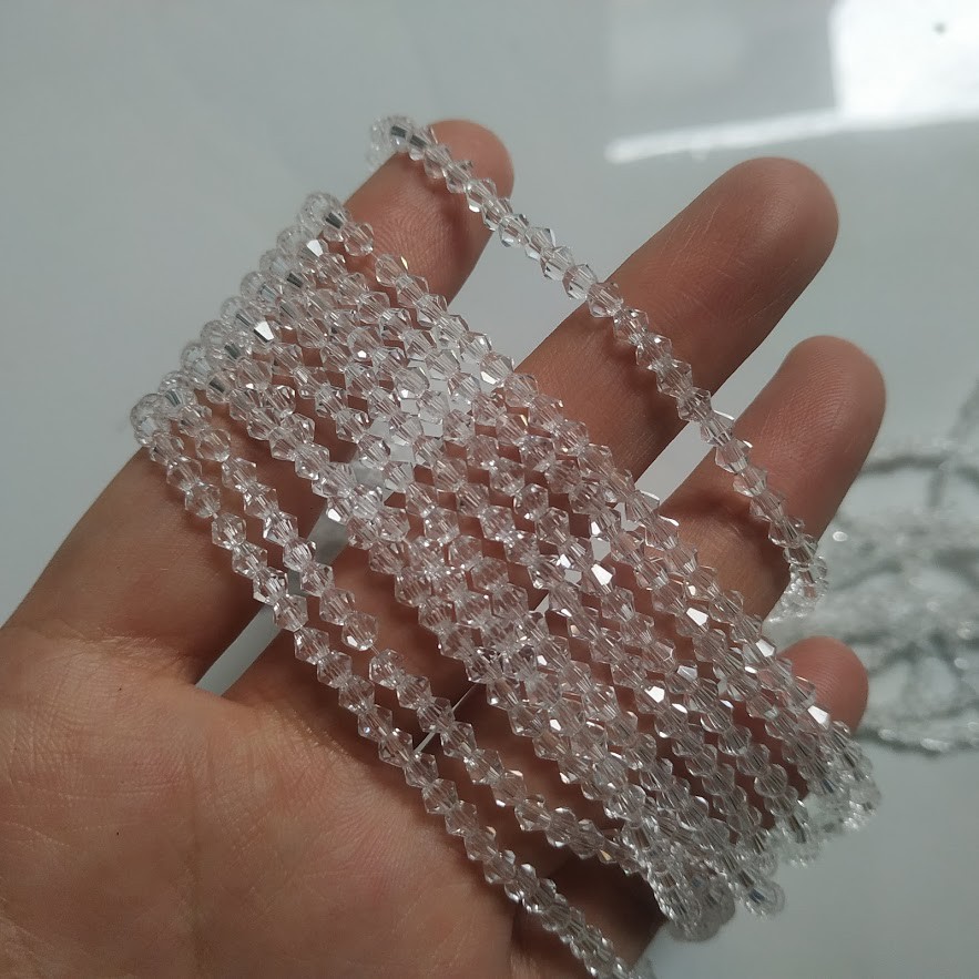 1 dây hạt pha lê nhựa 3mm khoảng 140 hạt- Nguyên liệu handmade, đính áo, vòng tay giá rẻ