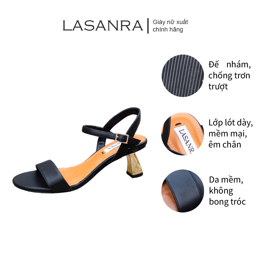 Sandal cao gót Lasanra 5cm mũi tròn quai ngang thiết kế hiện đại siêu êm chân