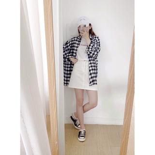 Sơ mi caro trắng đen