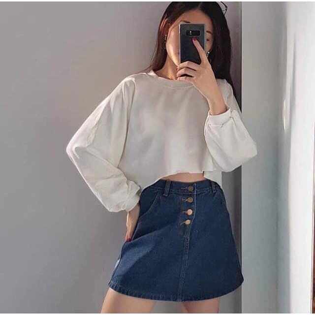 Áo Croptop tay phồng siêu xinh - Áo Croptop dài tay thu đông thời trang Hàn Quốc