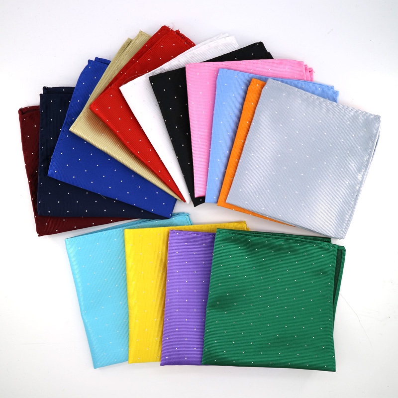 !!! Khăn Tay Vuông 25CM Bằng Lụa Nhiều Họa Tiết Chấm Bi Đa Ứng Dụng Cho Nam