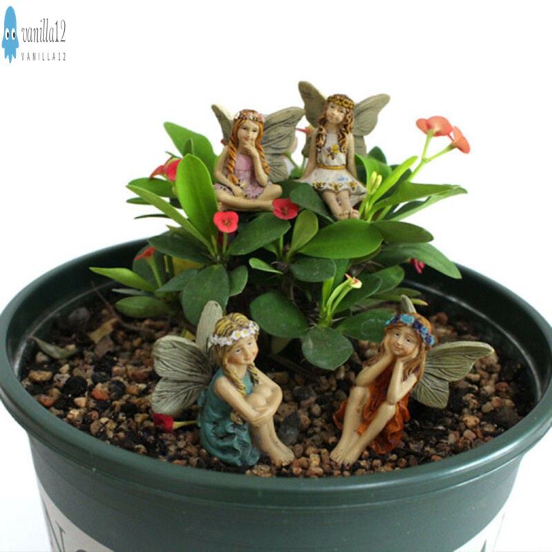 6pcs Beauty Miniature Flower Fairies Garden Flower Pot Statues Decoration Indoor Outdoor Ornament Lawn Decorations