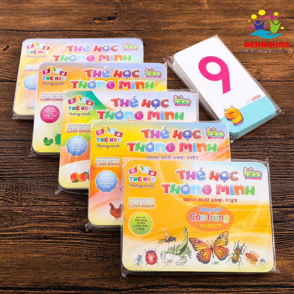 Bộ 5 Thẻ Học Flashcard Benrikids Tặng Kèm Bộ Thẻ Học Chữ Và Số (Chủ Đề Ngẫu Nhiên)