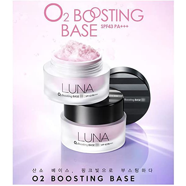 Kem lót che phủ nếp nhăn, sẹo mụn cho hiệu ứng mịn màng căng bóng LUNA O2 Boosting Base SPF 43 PA+++ (Hàn quốc)