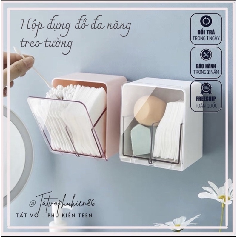 Hộp đựng bông tẩy trang -treo tường  FREESHIPDecor nhà tắm Hộp đựng tăm bông - đồ treo tường