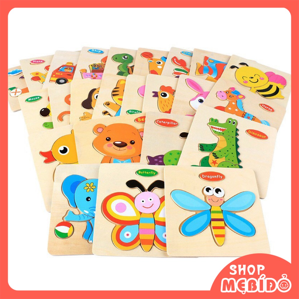 Tranh Gỗ Ghép Hình Cho Bé Nhiều Hình Ngộ Nghĩnh Giúp Bé Phát Triển Trí Tuệ Shop Mẹ Bí Đỏ PK77
