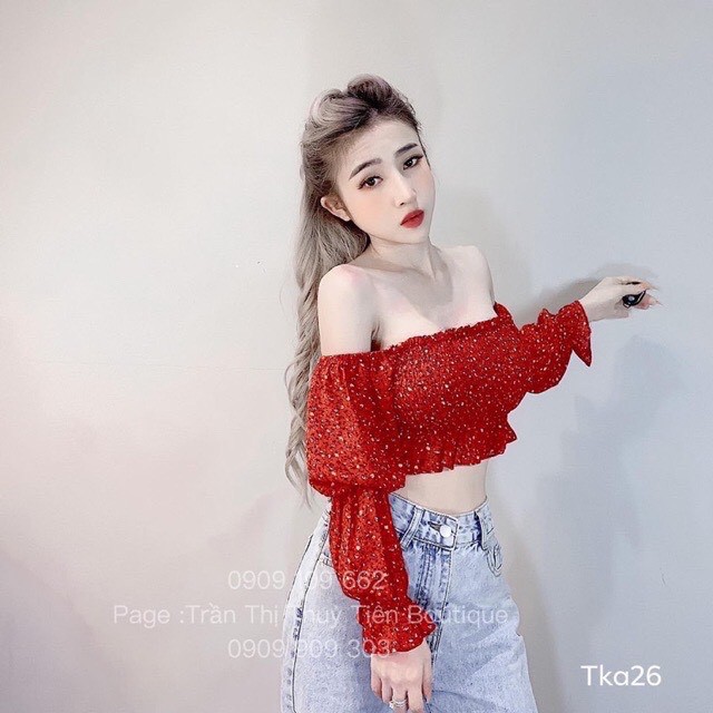 💎Nhiều màu💎 Áo trễ vai chất voan xịn / áo trễ vai / croptop / áo kiểu nữ ( dưới 52kg)