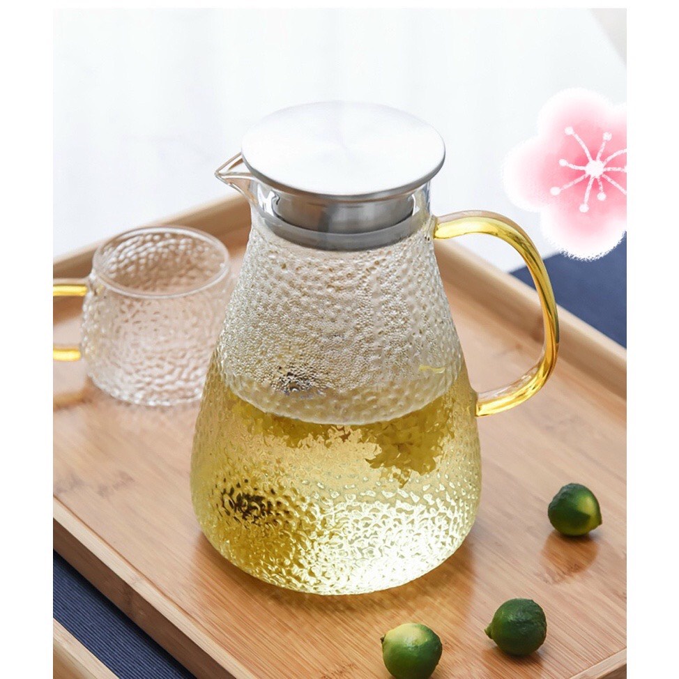 Bộ 6 cốc thủy tinh kèm bình + khay úp phong cách nhật bản