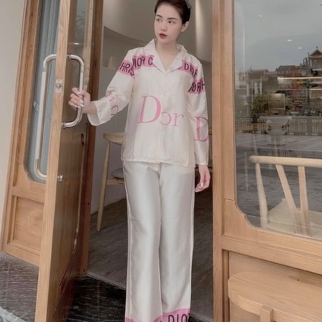 Tiệm nhà Mia - Bộ ngủ pyjama chất lụa latin mịn 2 mặt họa tiết gc hồng