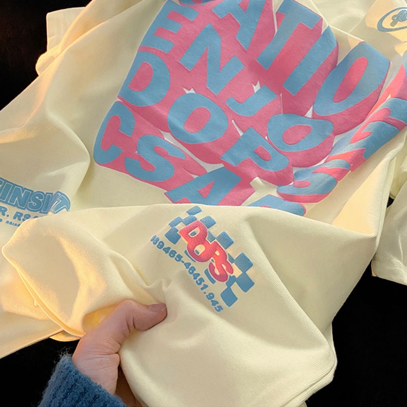 Áo thun HIIXIIVI 100% cotton tay ngắn cổ tròn in chữ thời trang mùa hè phong cách Hàn Quốc cho nữ 2022