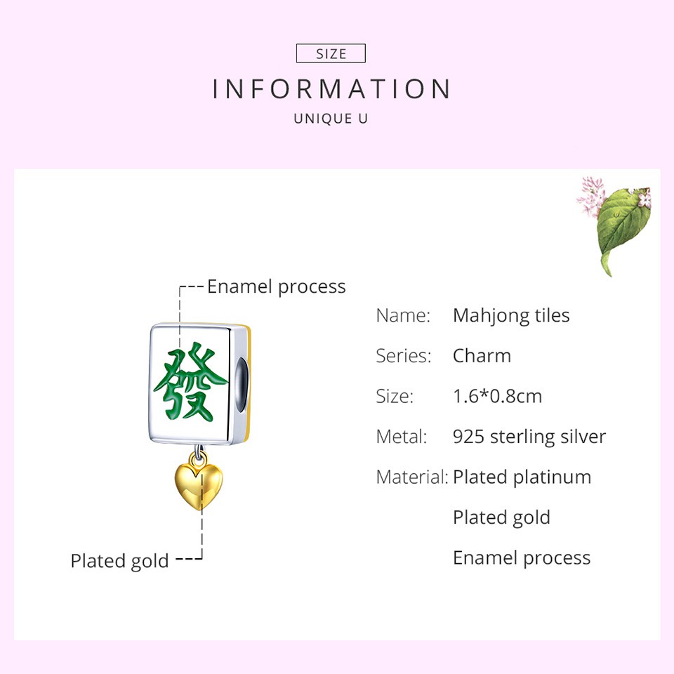 Mặt phụ kiện BAMOER SCC1751 bằng bạc 925 mạ vàng thời trang cho nữ