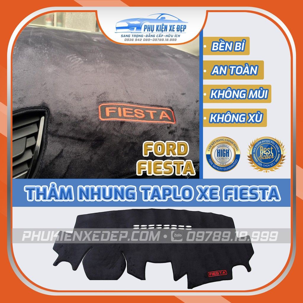 Thảm chống nóng taplo xe Ford Fiesta chất liệu Nhung Lông cừu 3 lớp chống Trượt, đặt hàng ghi chú rõ Năm sản xuất của xe