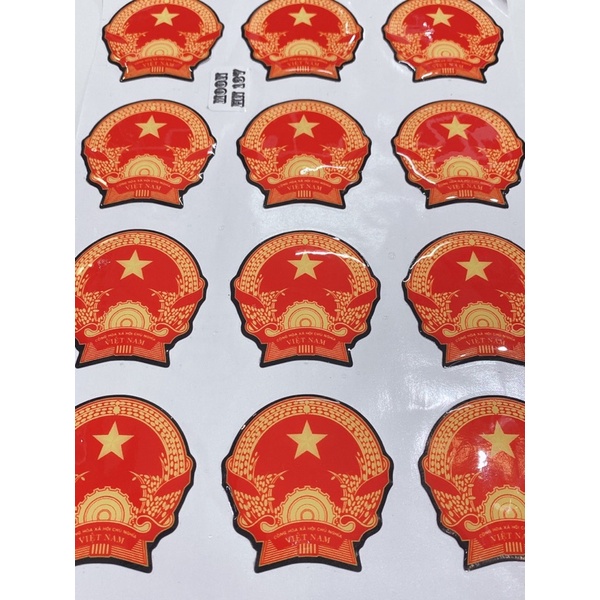 Decal tem nổi dán xe hình logo Đảng nhà nước, ngôi sao vàng, tem cao cấp dán mũ bảo hiểm chống thấm nước, chống bay màu