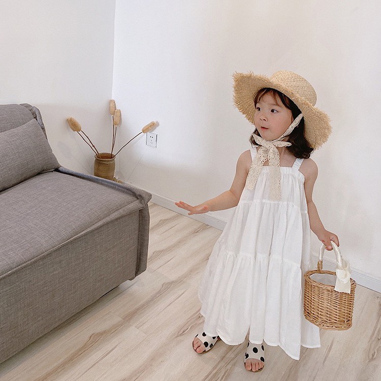 Đầm Chất Liệu Vải Cotton Dễ Thương Xinh Xắn Thời Trang Hàn Quốc Cho Bé