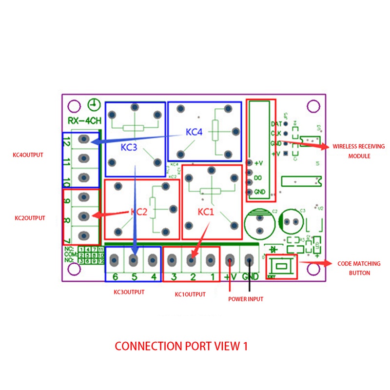 Mô Đun Công Tắc Đèn Điều Khiển Từ Xa Không Dây DC 12V 4CH 4CH RF + Bộ Phát Tín Hiệu Ga Ra /