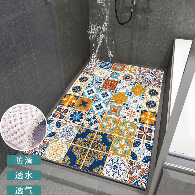 Thảm Lót Sàn Nhà Tắm Bằng Pvc Mềm Họa Tiết Vân Kim Cương Chống Trượt