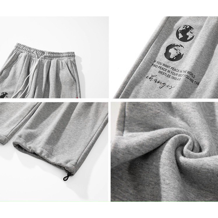 Quần jogger dây rút bo ống chun nỉ  from rộng phong cách Hàn Quốc cực chất
