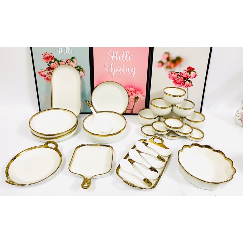 Bộ bát đĩa sứ xương cao cấp