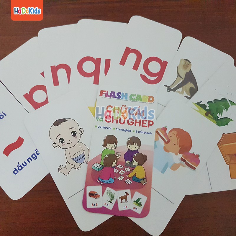 Bộ 42 Thẻ Flash Card - Thẻ Học Chữ Cái Và Chữ Ghép Cho Bé Tập Đánh Vần