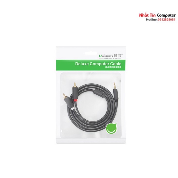 Dây loa audio 3.5mm to RCA  chính hãng Ugreen mạ vàng cao cấp  - Phân Phối Chính Hãng