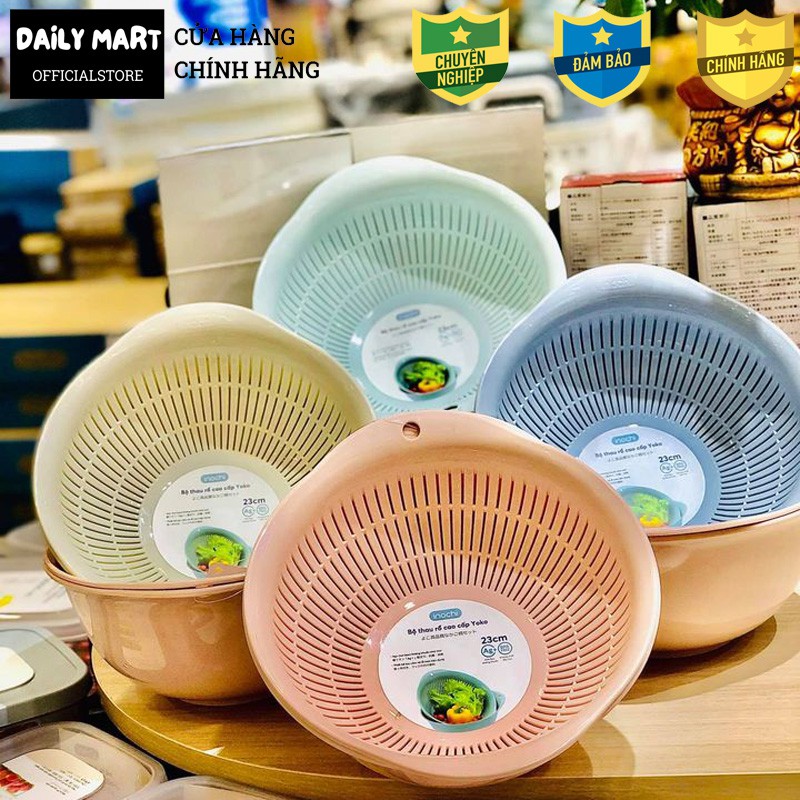 Bộ Thau Rổ, Thau Rổ Nhựa Rửa Rau, Vo Gạo, Đựng Hoa Quả Tiêu Chuẩn Nhật Bản YOKO Inochi 23cm