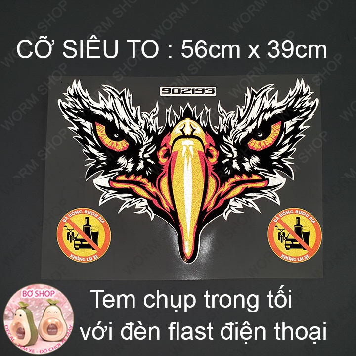 Tem mỏ đại bàng phản quang dán ô tô , xe máy ... Tem 3 lớp cao cấp chống phai màu