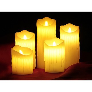 Nến điện tử sạc điện, bằng sáp vỏ chảy & tim nến lắc như thật, đường kính 7.5cm, cao 10cm