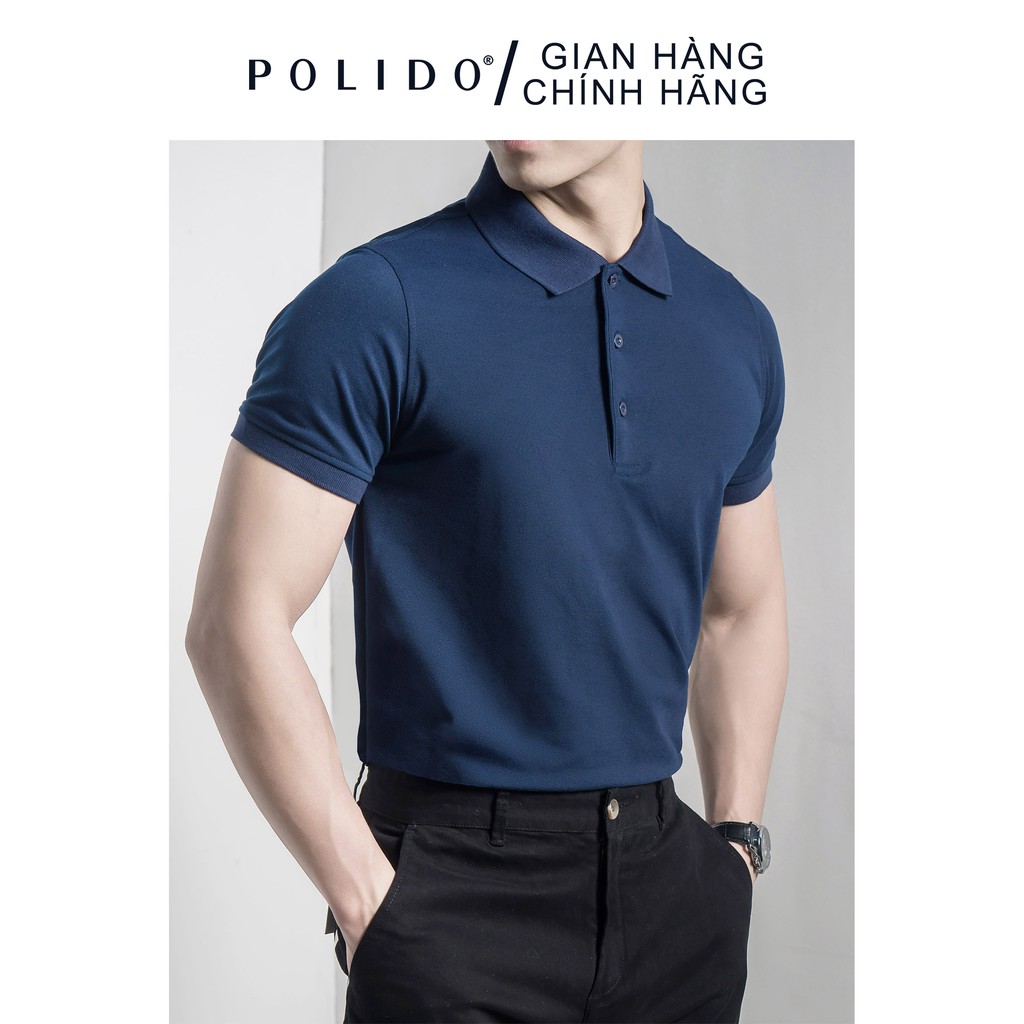 Áo Polo Nam CEFFYLO Màu Xanh Navy Vải Cotton Co Giãn Form Slimfit