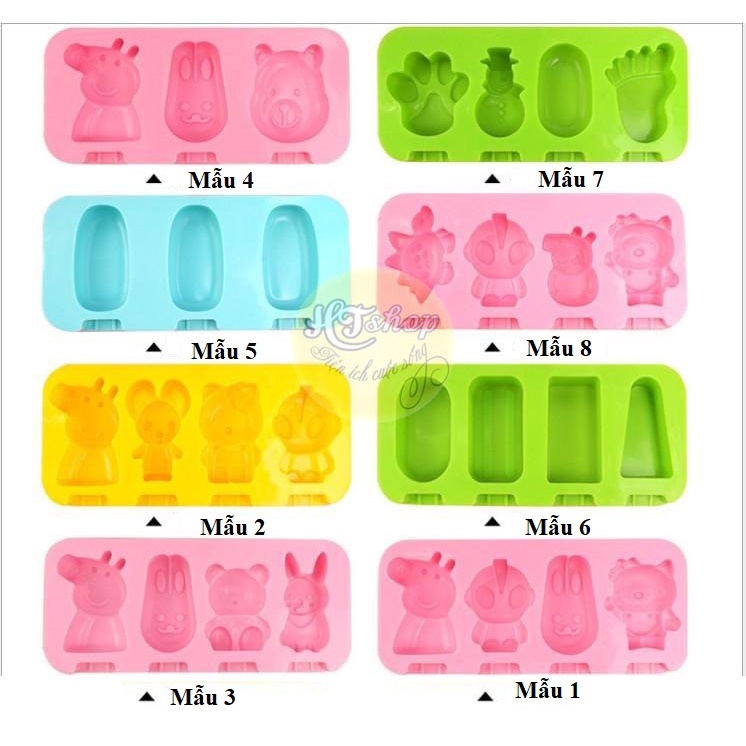 KHUÔN LÀM KEM (THẠCH) BẰNG SILICON NHIỀU MẪU CHO BÉ
