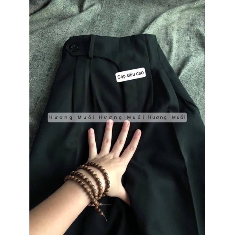quần baggy vải học sinh cài cúc lệch
