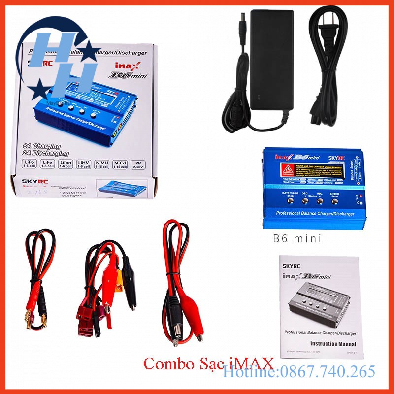 Combo Sạc iMAX B6 Mini Charger SKYRC + Adapter Chính hãng máy bay điều khiển
