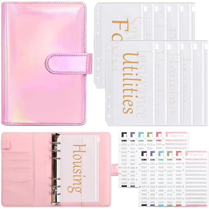 Set sổ còng theo dõi chi tiêu kèm túi zip đựng tiền in sẵn