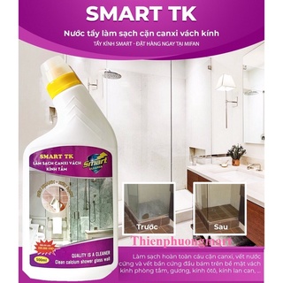 Dung dịch tẩy lau kính SMART CLEANER chống bám hơi nước làm sạch nhanh cặn canxi bề mặt vách kính, gương 300ml/500ml