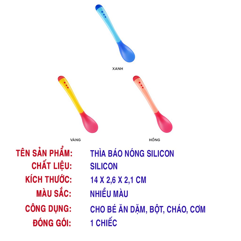 Thìa Silicon Cho Bé Ăn Dặm Báo Nóng Tiện Lợi Bón Cháo Đút Bột - SP000693