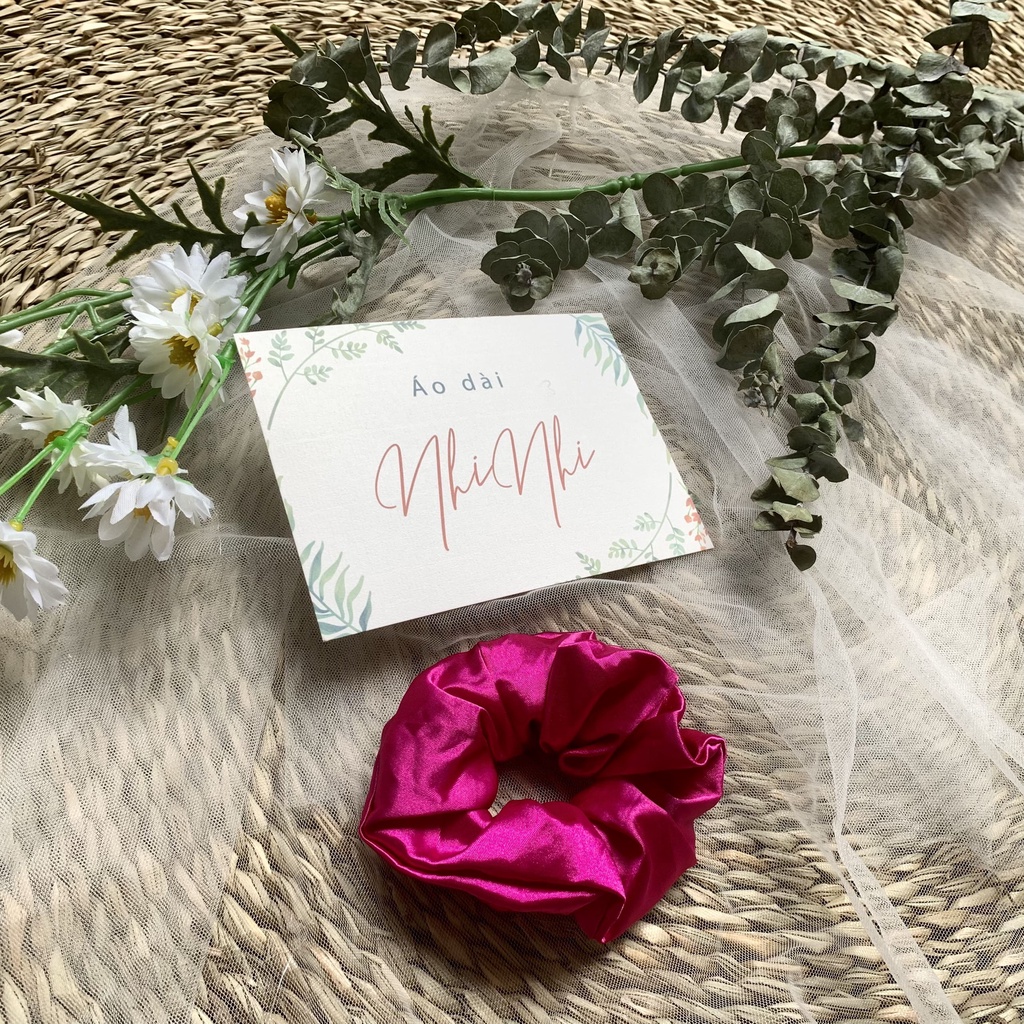 Dây buộc tóc scrunchies, dây cột tóc vải lụa trơn nhiều màu