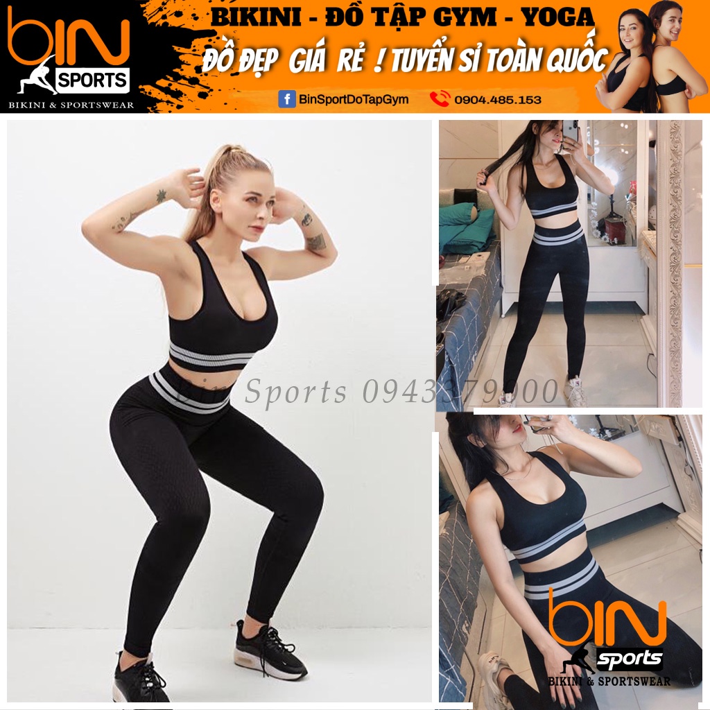 Sét dệt cao cấp ba lỗ,mẫu mới ,đồ tập yoga, gym, aerobic thể thao Bin Sports BD081