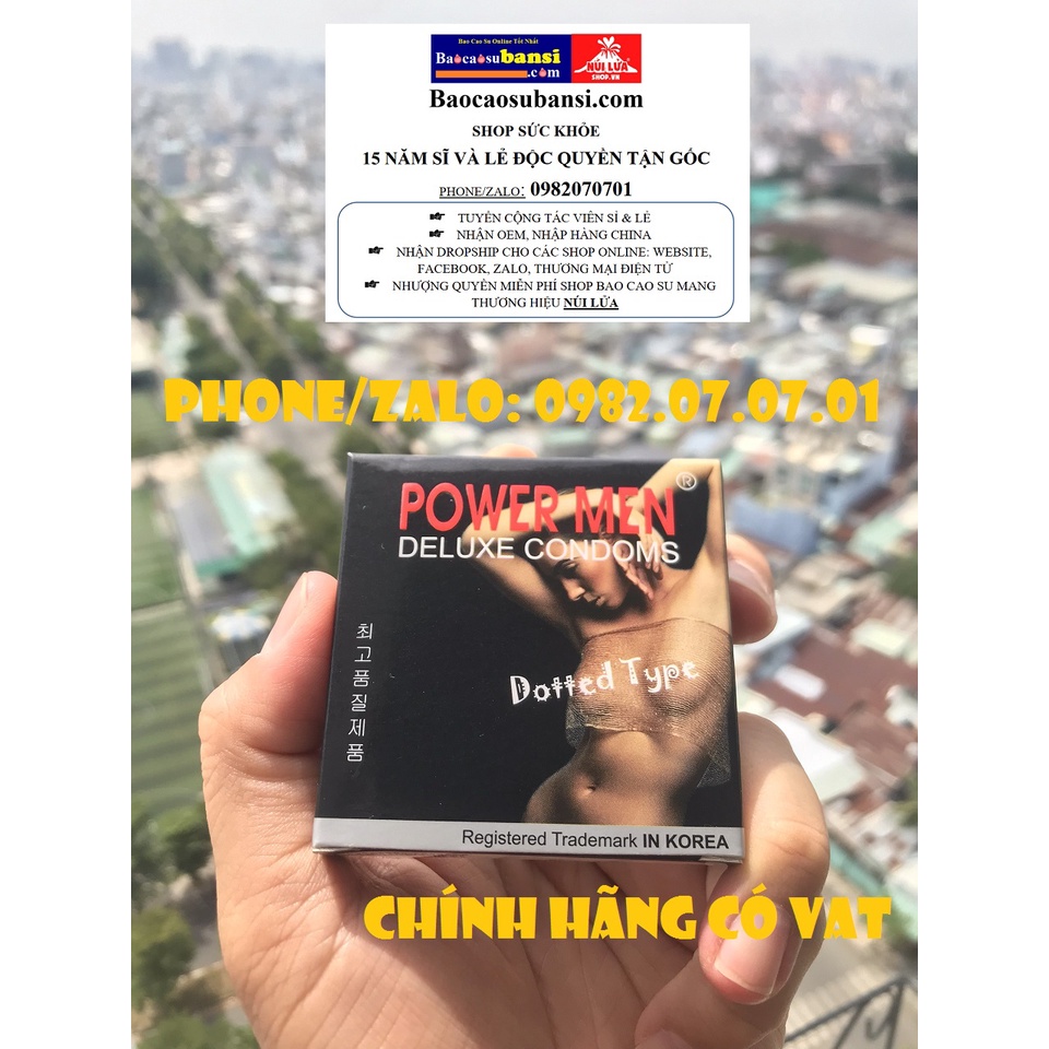 Bao Cao Su Powermen Dotted 12 Cái - Bao Cao Su Siêu Mỏng, Gai Nhẹ Kích thích, Ôm Khít Chống Tuột Bao  - Shop Có Buôn Sĩ