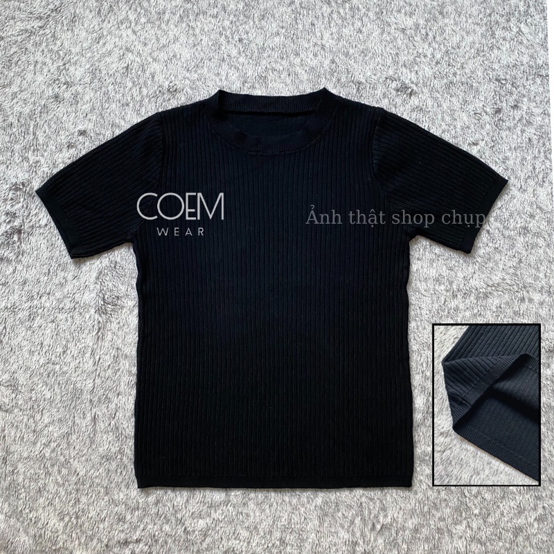 Áo len tay ngắn cổ tròn thời trang nữ đẹp hàng QCCC CW343